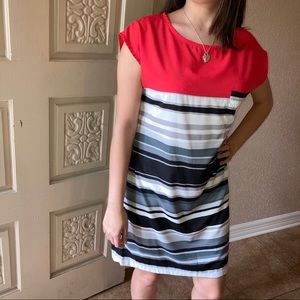Striped red and black dress